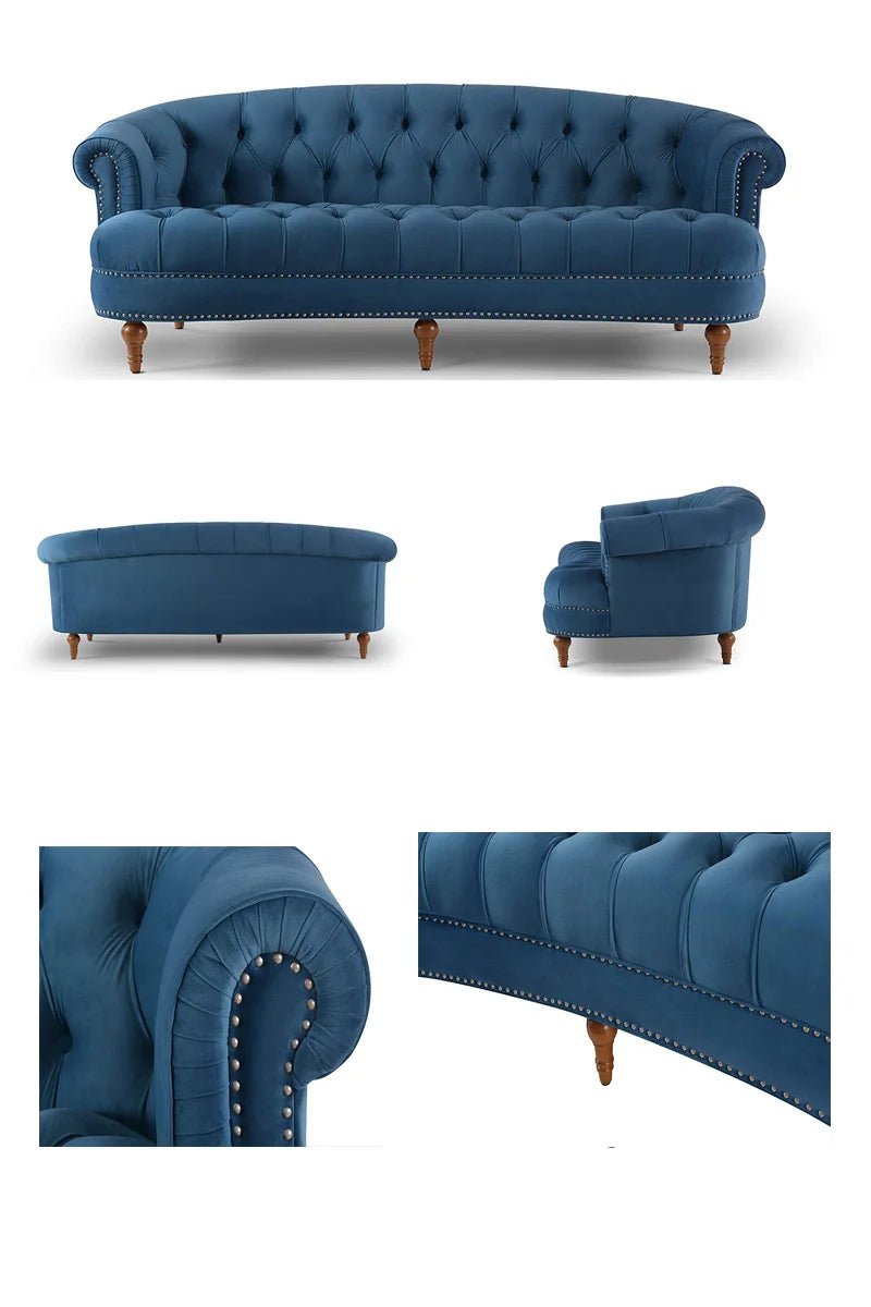 Velvet Sofa 3-Seat: Luxurious Upholstered Couch for Living Room, Hotel & Apartment