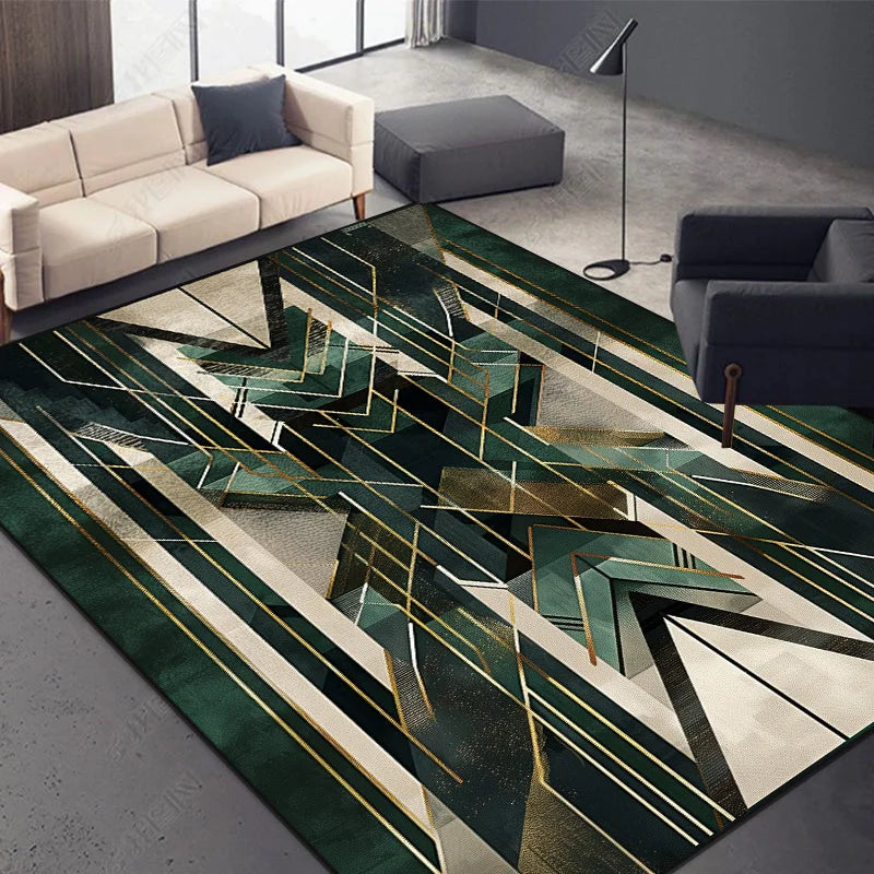 Nordic Abstract Geometric Rug – Washable Living Room Carpet