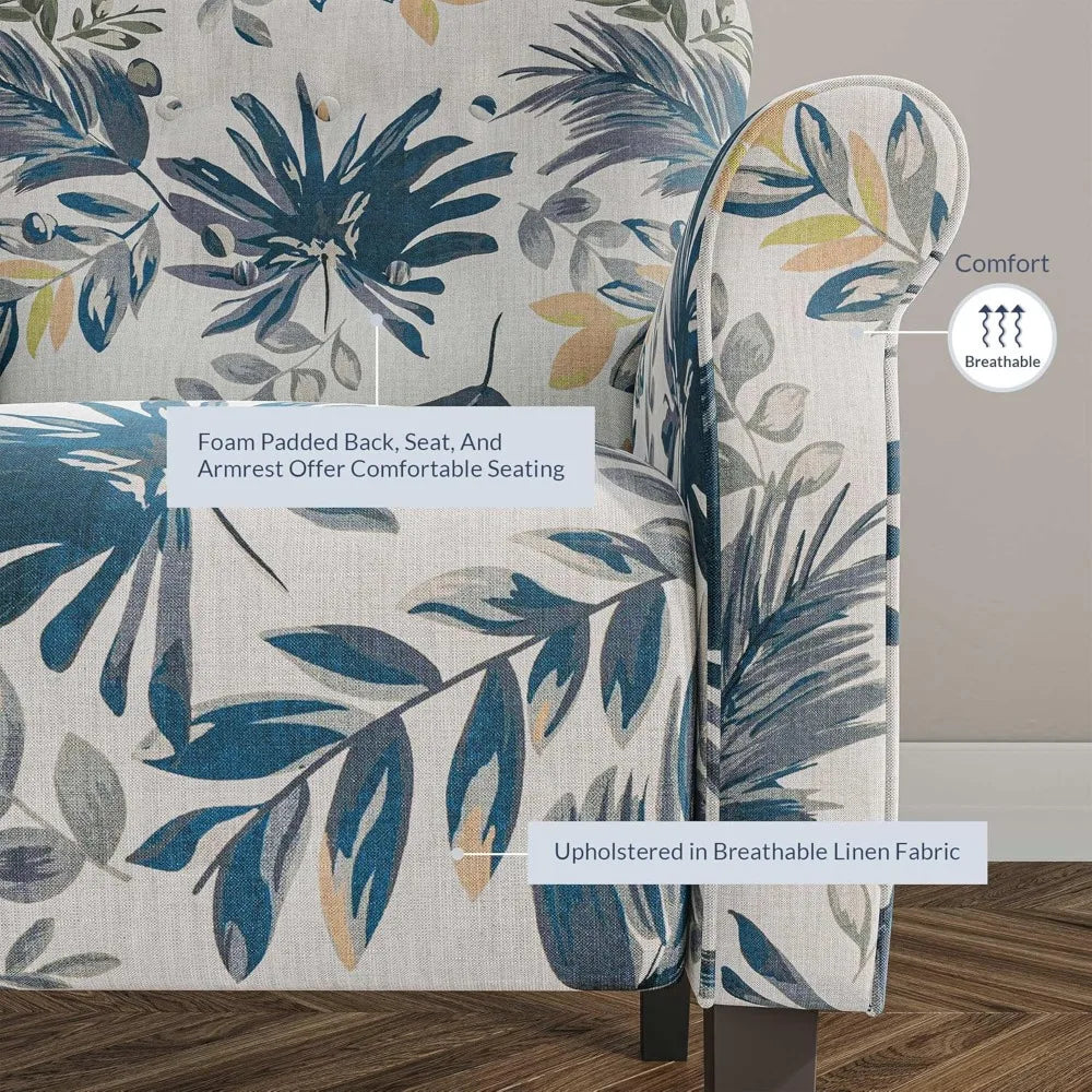 High Back Accent Chair with Wooden Legs