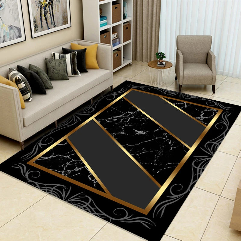 Modern Gold Marble Pattern Washable Area Rug for Luxury Living Room Sofa Decor Bedroom Floor Mat Kitchen NonSlip Rug Christmas