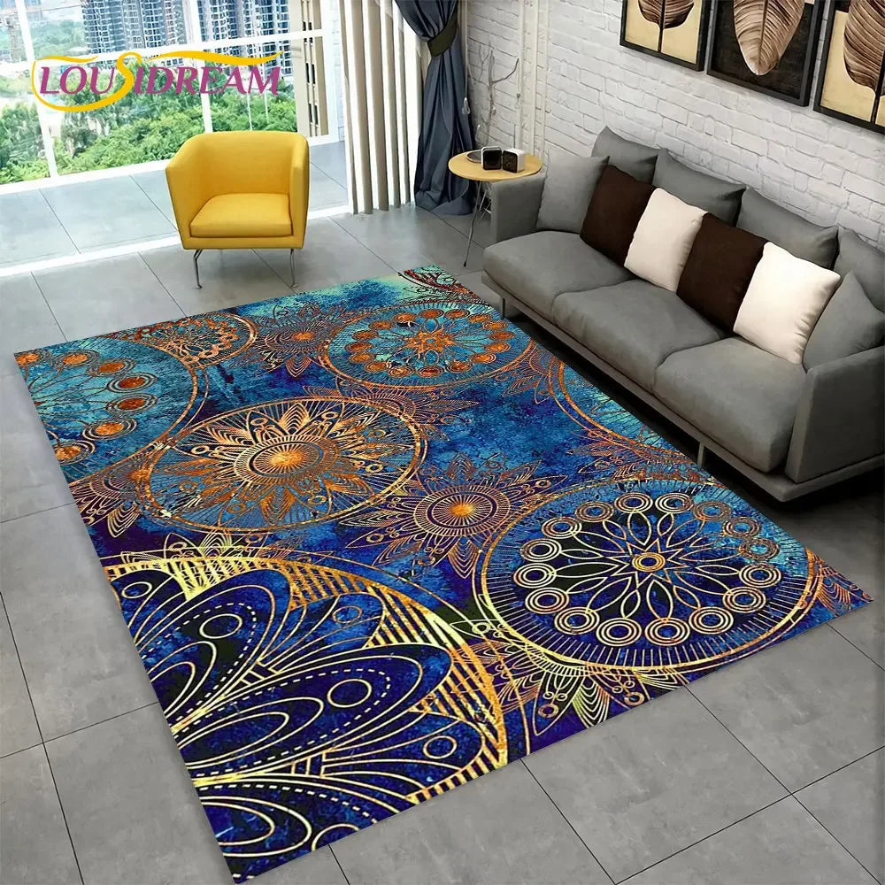 Bohemian Mandala Geometric Area Rug,Carpet Rug for Home, Living Room,Bedroom,Sofa,Doormat,Kitchen ,Kids Room-Non-slip Floor Mats