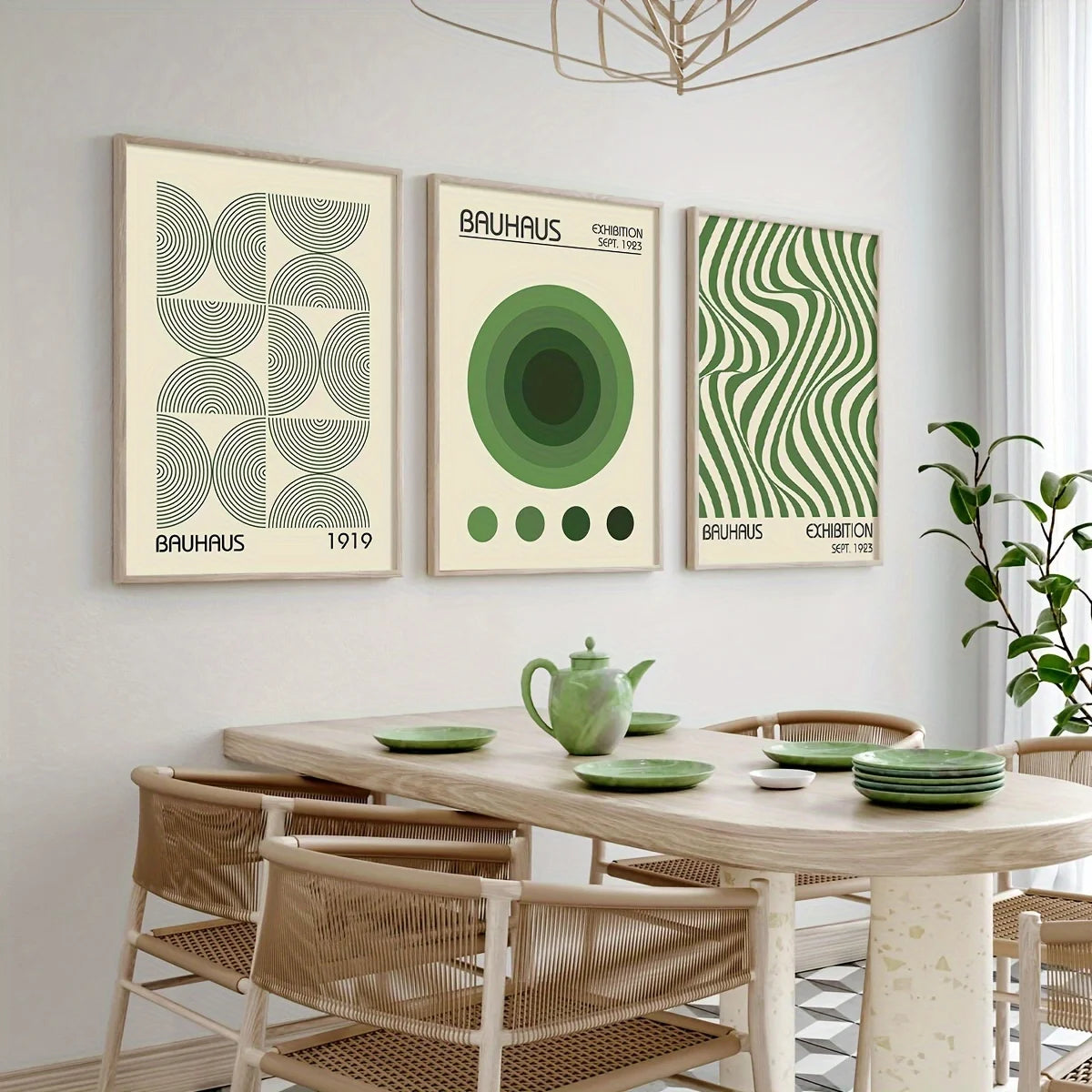 3pcs  Geometric Wall Art Prints, Minimalist Modern Posters, Mid-Century Artwork for Home Decor, Unframed Canvas Art Set