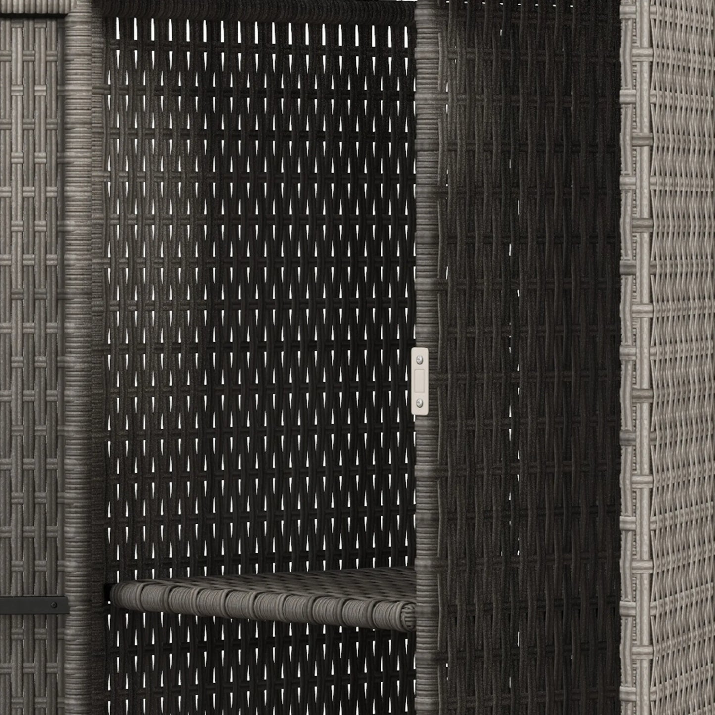 Outsunny Outdoor Wicker Towel Rack for Pool W/ Drawer & Cabinet, Dark Gray