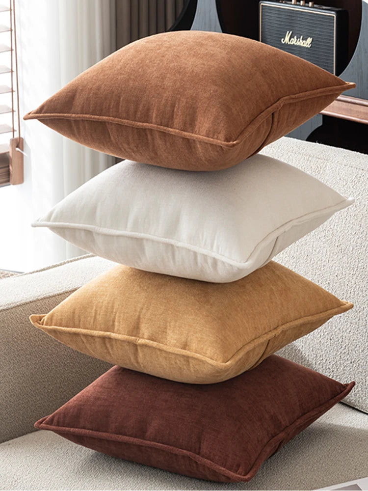 Retro Soft Chenille Throw Pillow Covers with Elegant Design for Sofa Bed Living Room Home Decor