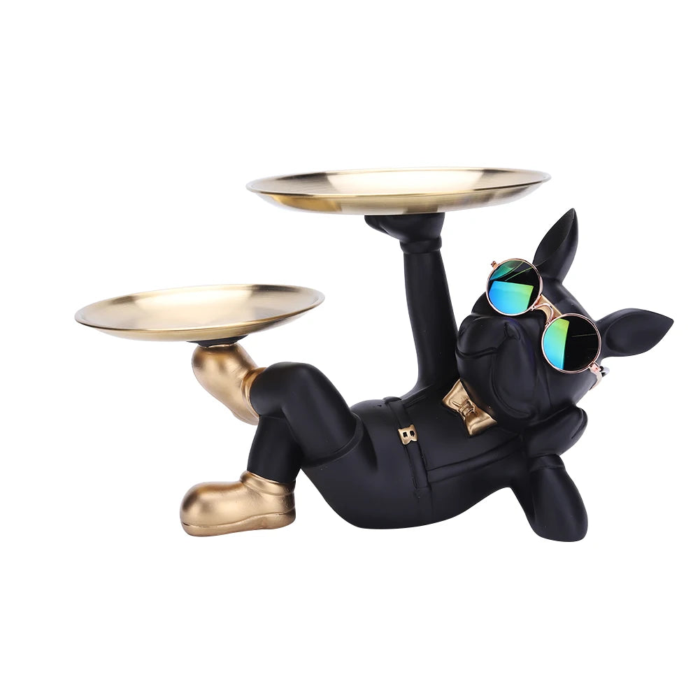 Magnate Pitbull Statue - Resin Sculpture with Storage Tray | Home Decor