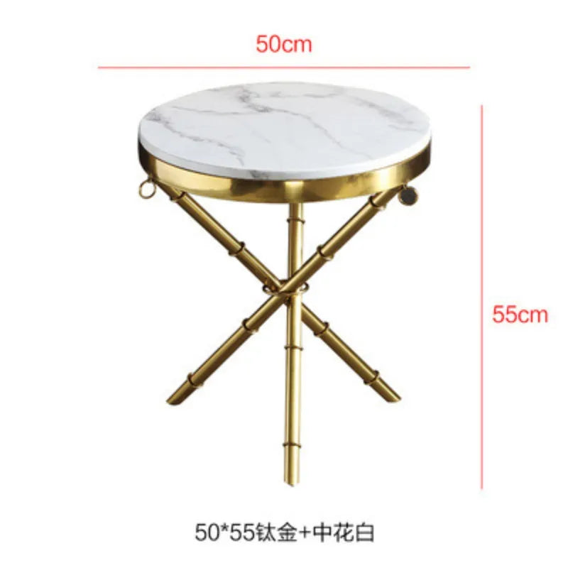 Luxury Home Gold Metal Base Round Small Coffee Table Furniture Modern Round White Marble Sofa Side Table for Living Room