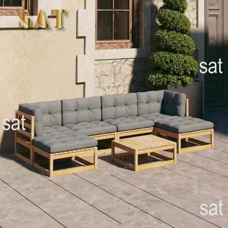Modern Teak Wood Furniture With Cushions Sofa Set Living Room Patio Hotel Outdoor Sectional Garden Sofa natural wood furniture