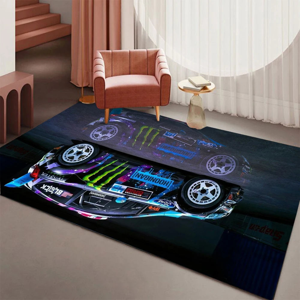 Racing Car Rug - 3D Print Non-Slip Floor Mat