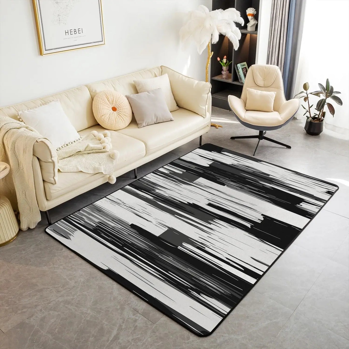 Modern Abstract Brushstroke Rug - Contemporary Art Carpet