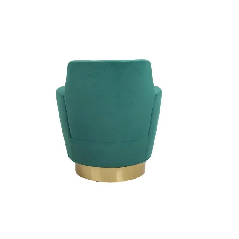 Emerald Velvet Swivel Barrel Chair, Comfy Accent Armchair for Living Room & Bedroom, Round Design with Gold Stainless Steel