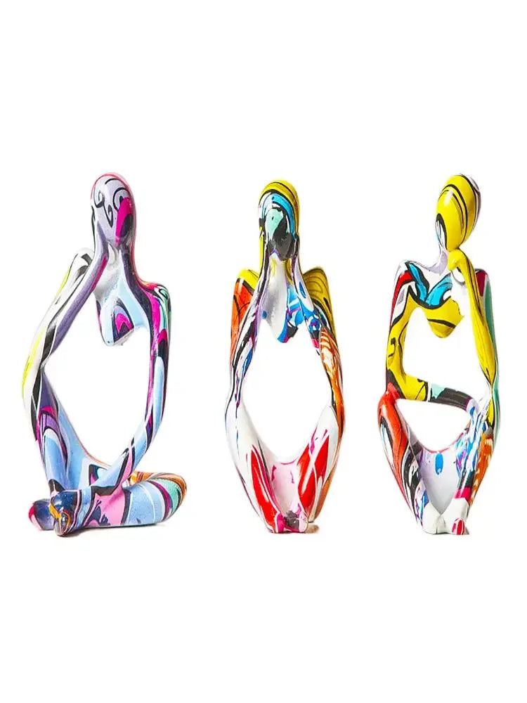 Resin Thinker Statue - Colourful Abstract Sculpture | Modern Home Decor