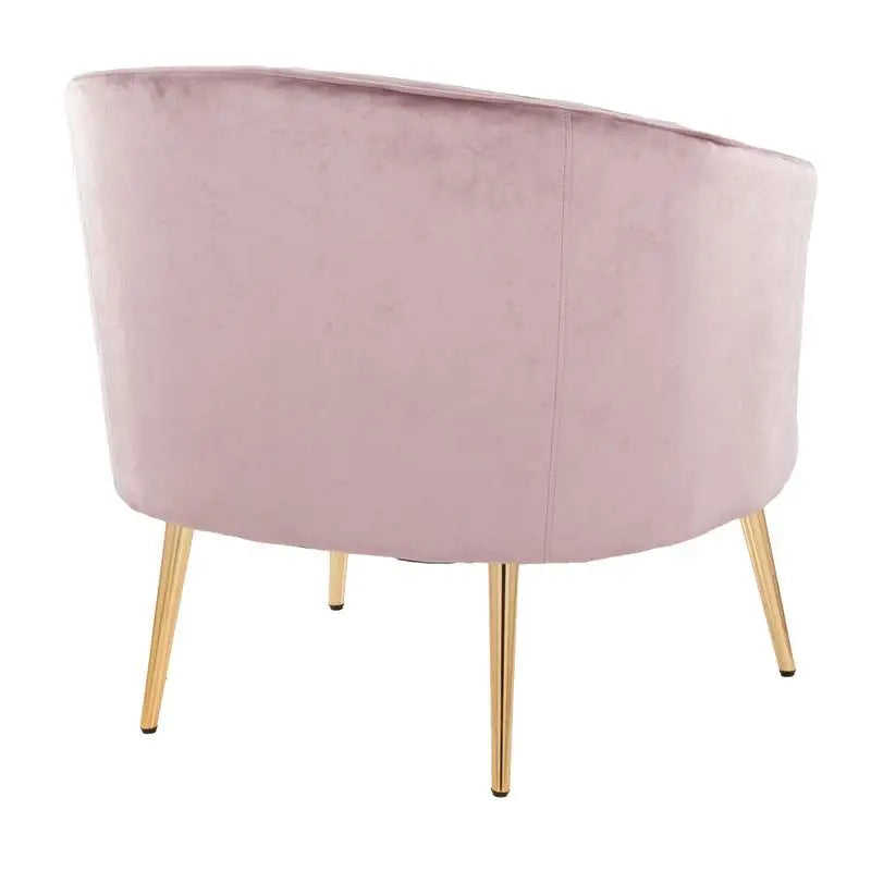 Glam Accent Chair in Gold Metal and Blush Pink Velvet, Modern Design for Living Room or Bedroom, Stylish and Comfortable