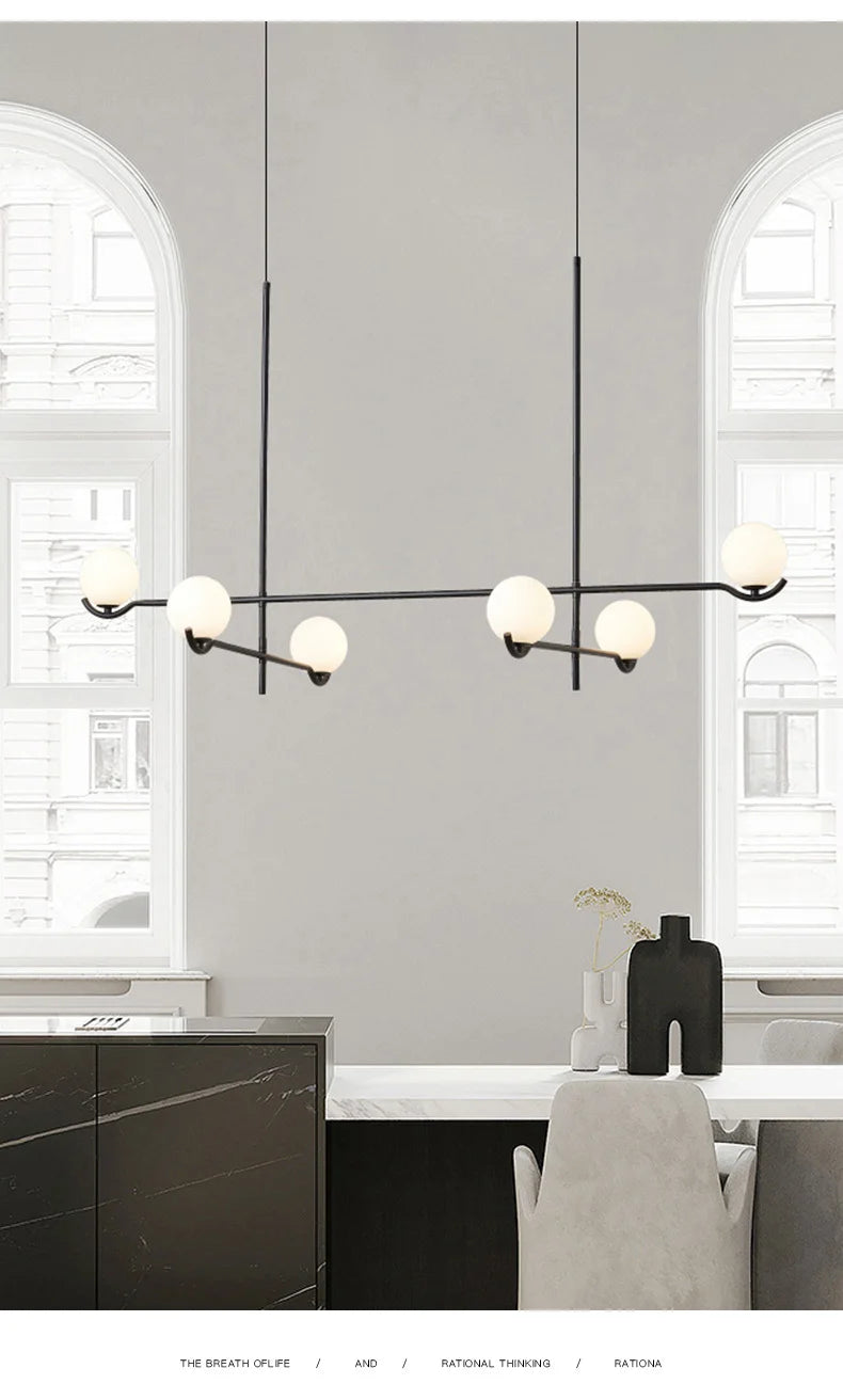 Chandelier: Modern Branching Globe Light in Black - 6 Lights