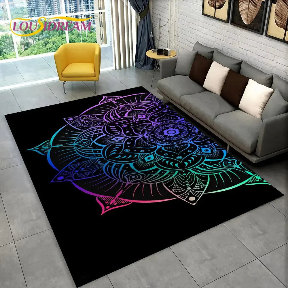 Bohemian Mandala Geometric Area Rug,Carpet Rug for Home, Living Room,Bedroom,Sofa,Doormat,Kitchen ,Kids Room-Non-slip Floor Mats