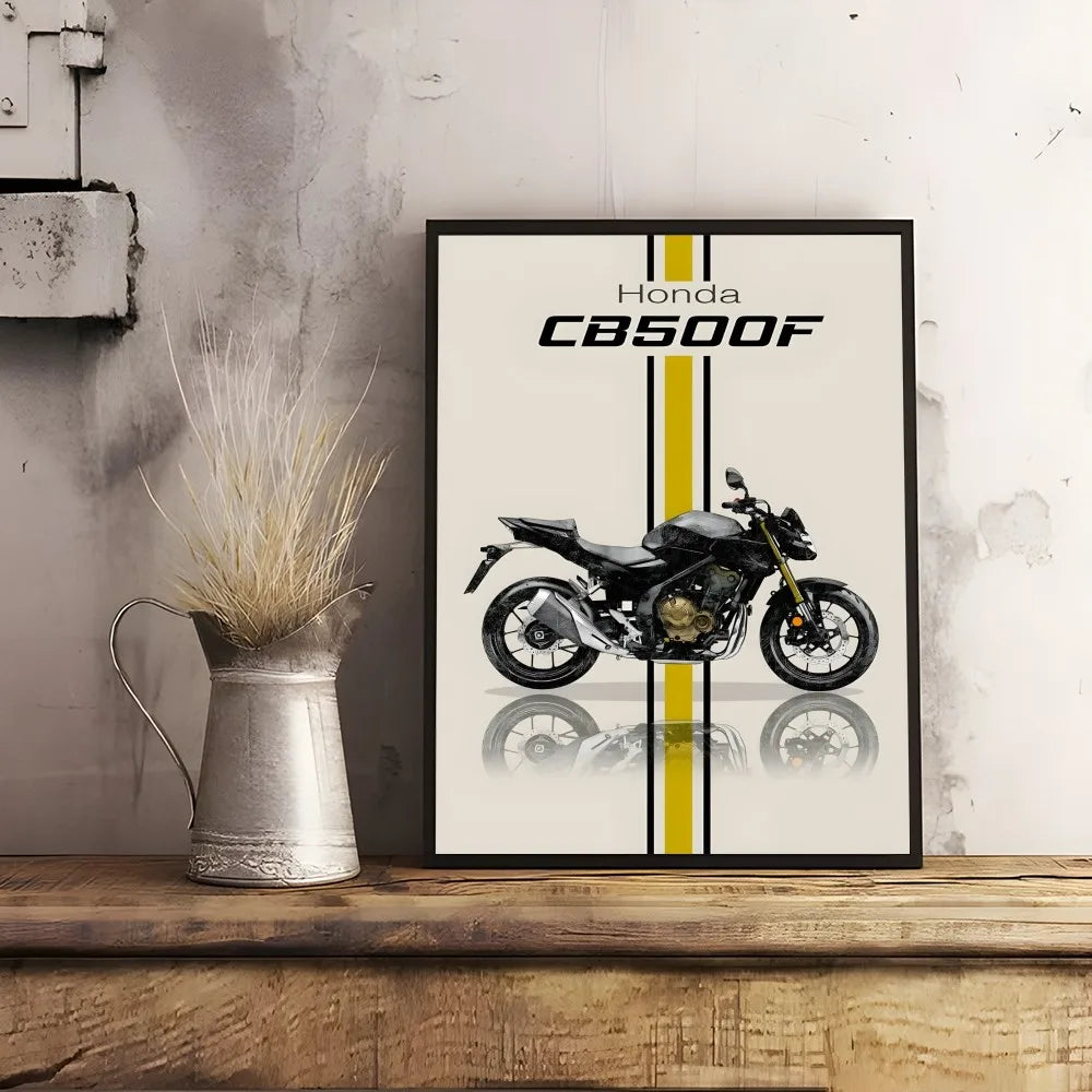 Bold H-HonDAS Motorcycle Poster Canvas Wall Art - Waterproof Print