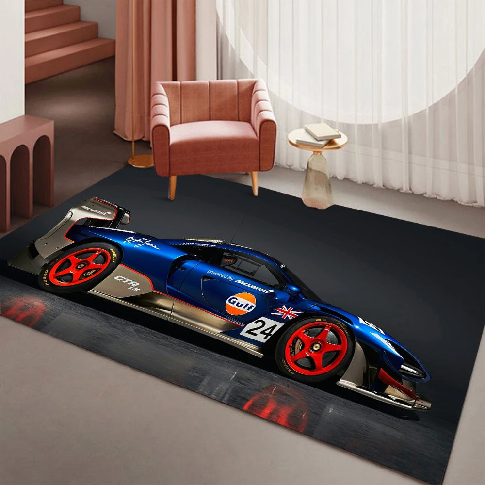 Racing Car Rug - 3D Print Non-Slip Floor Mat