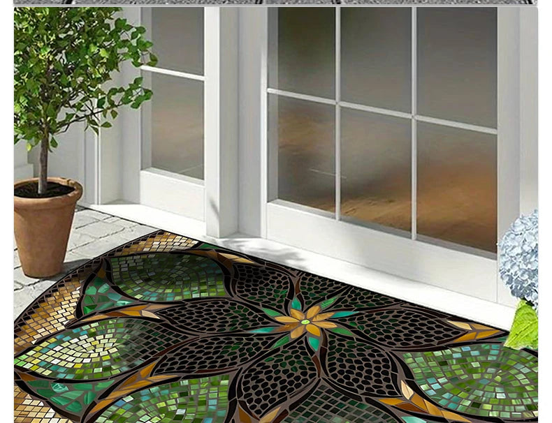 Semicircular Entrance Mat - Marble Texture Anti-Slip Door Rug