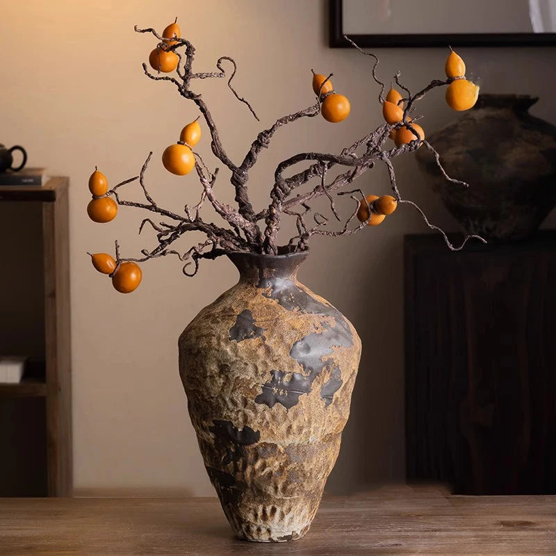 Jingdezhen Ceramic Vase Retro Style Nostalgic Pure Handmade B & B Hotel Tea Room Wabi Sandy Wind Zen Ornament Flower Ware