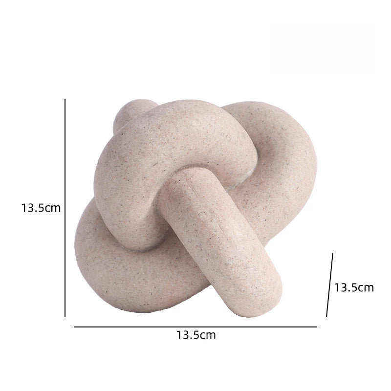 Geometric Ring Buckle Ornament  Living Room Study Sandstone Resin Art 3-chain Pine Knot Chain Decor Bohemian Table Fireplace