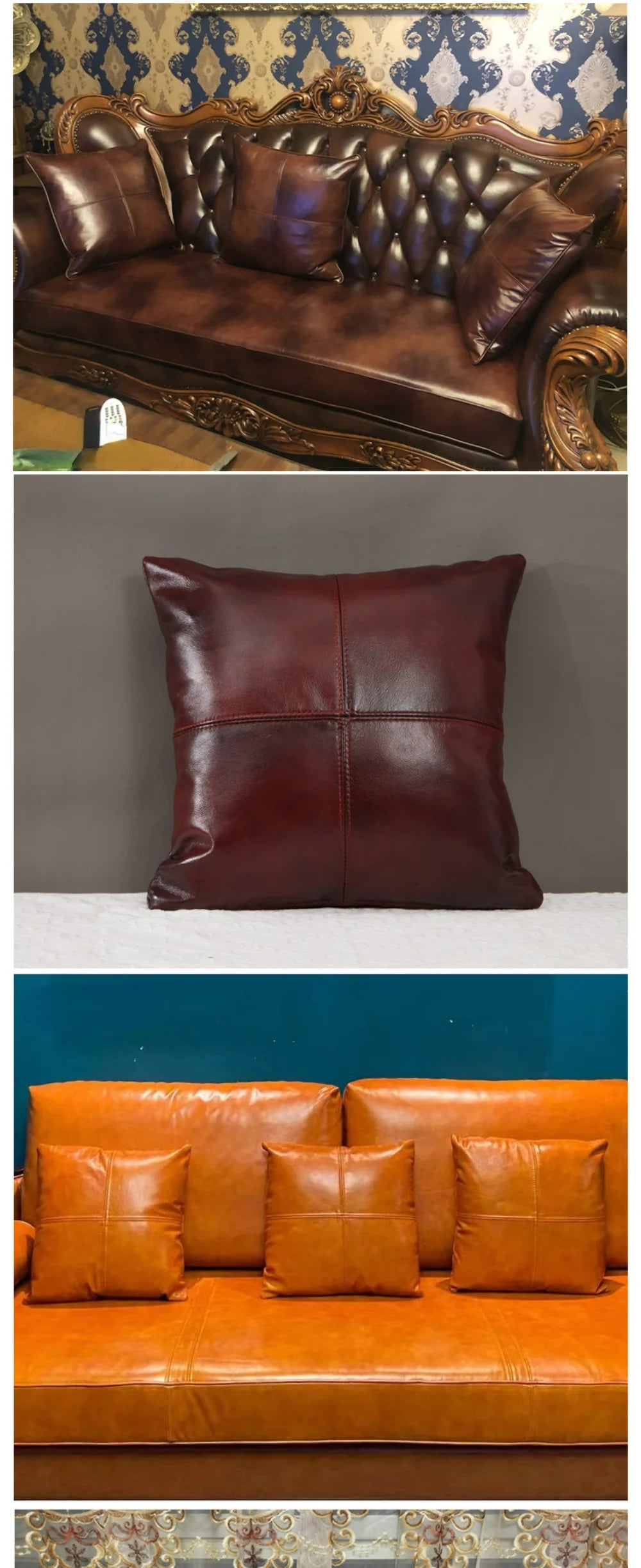 Luxury Solid Dobule-side Cow Skin Embrace Pillow Cover Cow Skin Pillow Case for Livingroom Bedroom Sofa Bay Window Waist Cushion