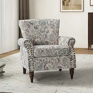 Elegant Wingback Accent Chair, with Wood Legs and Removable Cushion