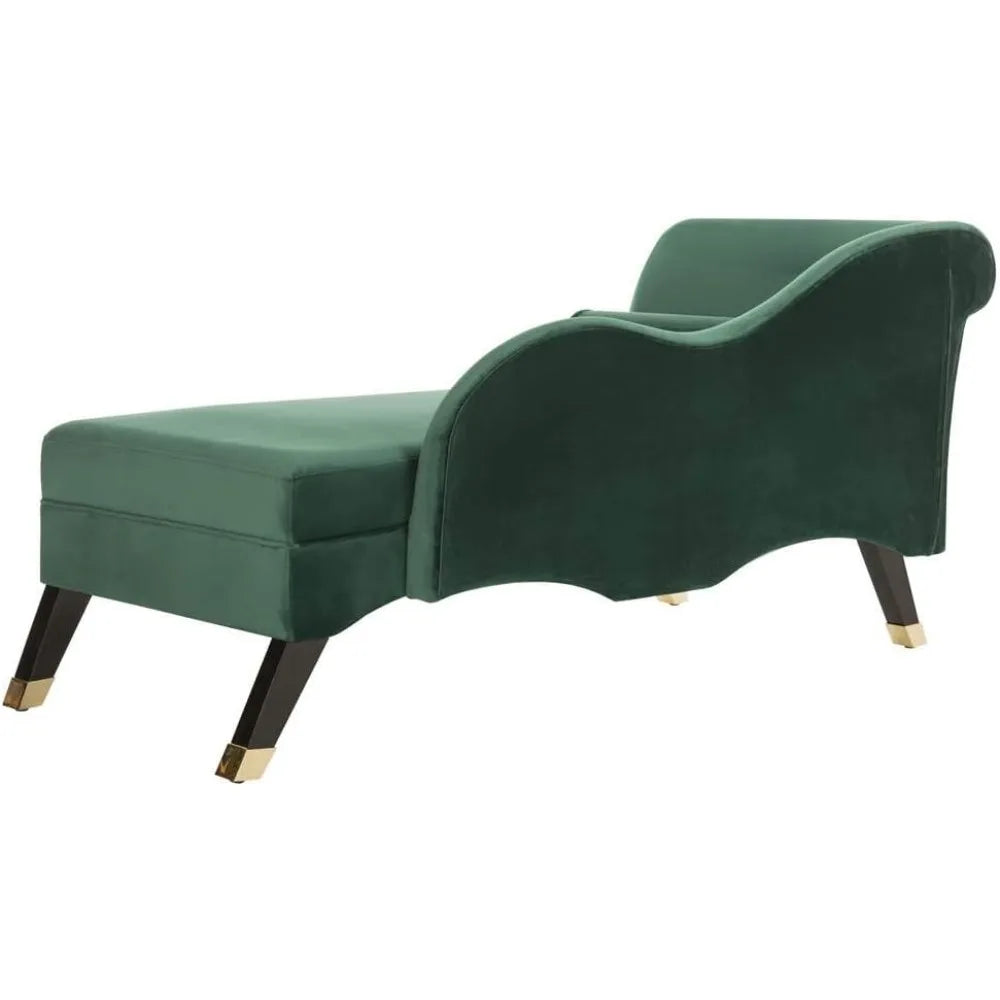 Emerald Green Velvet Chaise Lounge - Modern Camel Back Reclining Chair for Living Room and Bedroom