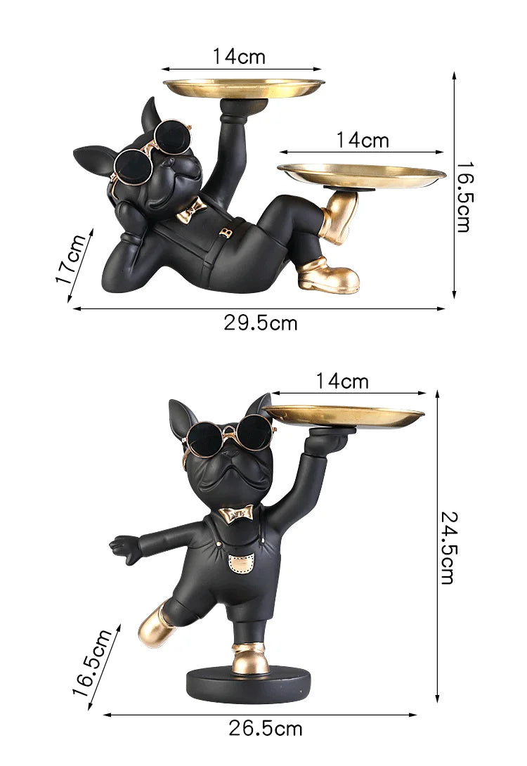 French Bulldog Butler Statue - Resin Sculpture with Tray | Home Decor