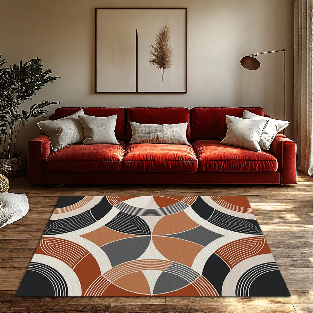 Abstract Area Rug Modern Geometric Carpet Living Room Floor Mat Home Decor Non-Slip Floor Covering Contemporary Design Indoor Ru