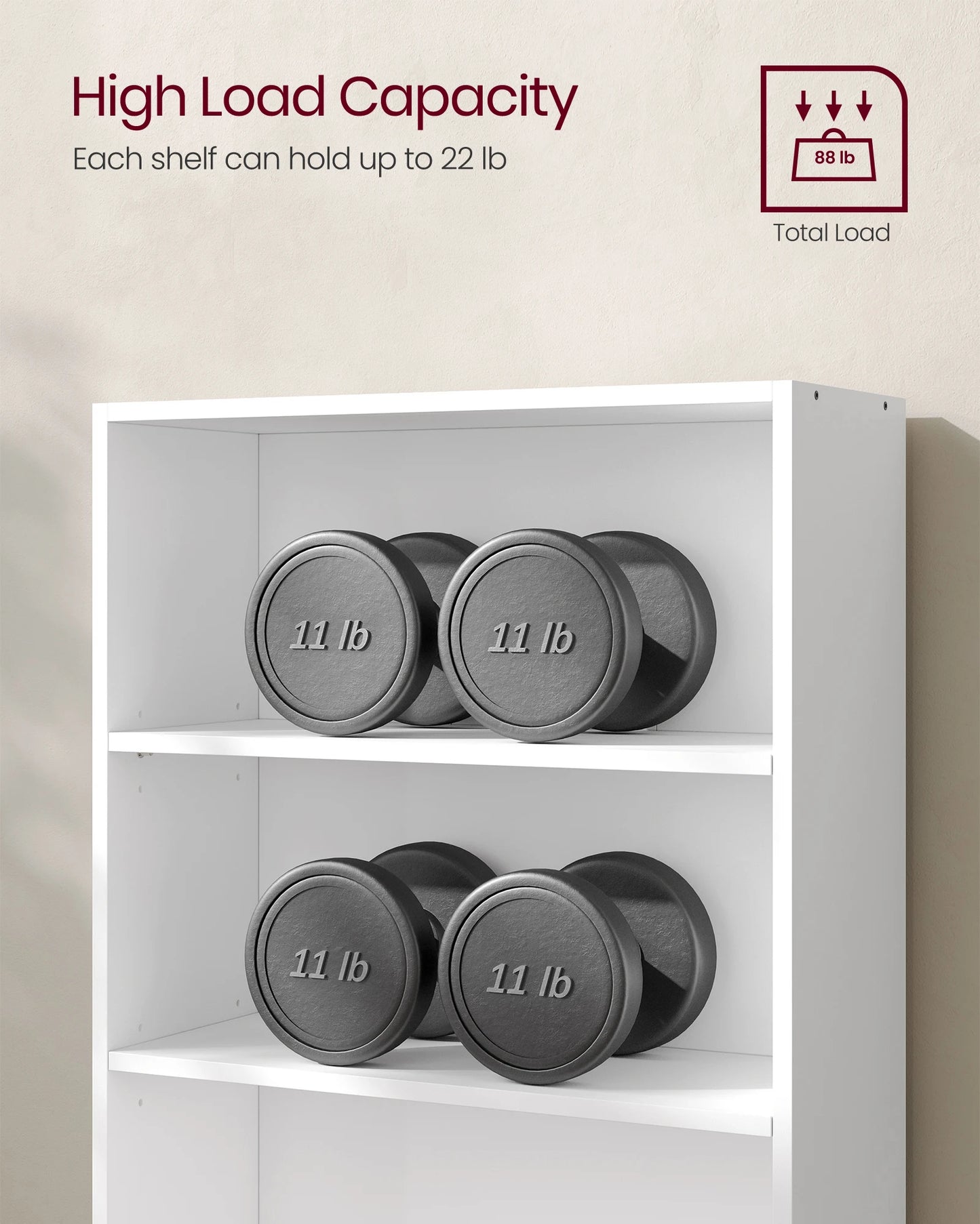 3-Tier Bookshelf - Compact Open Storage Shelving Unit