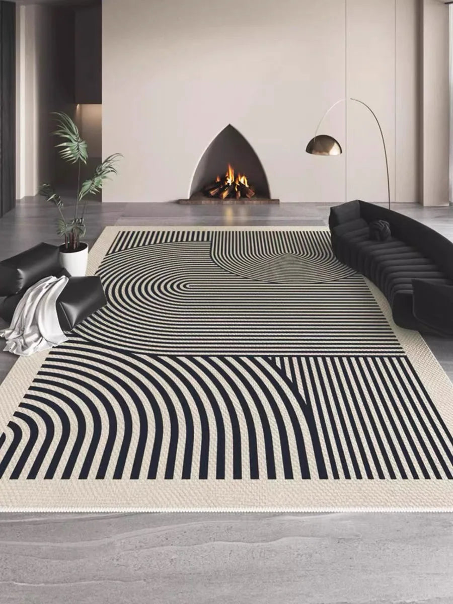 VIKAMA Living Room Rug Modern Simple Black Sofa Table Mat Light Luxury Bedroom Bed Blanket Home Crystal Velvet Large Area Mat