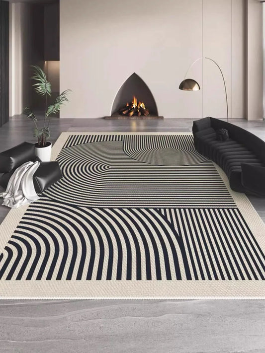 VIKAMA Living Room Rug Modern Simple Black Sofa Table Mat Light Luxury Bedroom Bed Blanket Home Crystal Velvet Large Area Mat