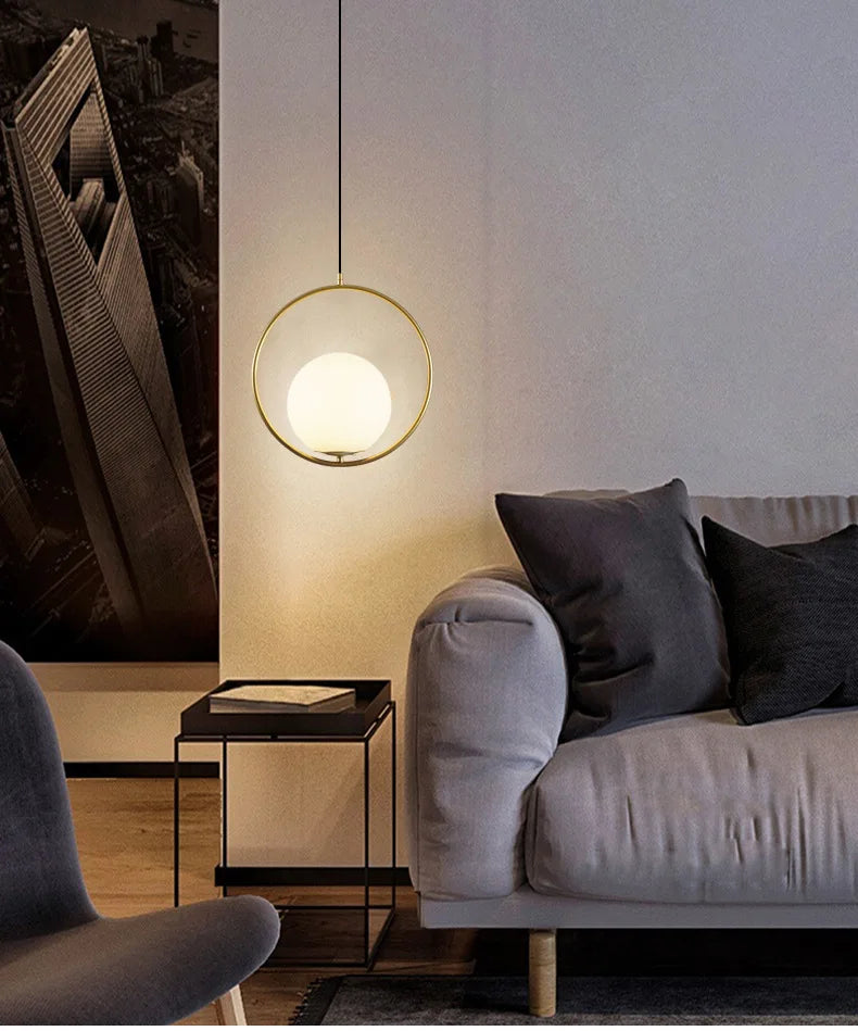 Nordic Glass Ball Pendant Lights Brass Black Hanging Lamp Modern Living Room Dining Bedroom Decor Ceiling Lighting Fixture House