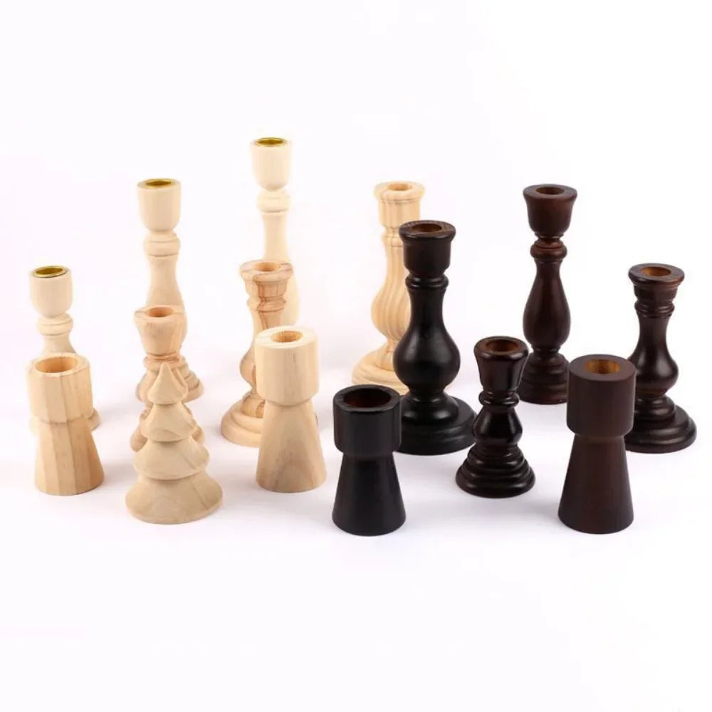 Solid Wooden Travel Menorah - Handcrafted Jewish Candle Holder for Shabbat, Wedding Decor & Ritual Candlesticks (1-Piece Set)