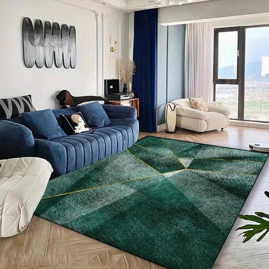 Luxury Gradient Carpet Collection Golden Veins Abstract Patterns Green Teal Brown Grey Tones Large Area Rugs Modern Lounge Decor