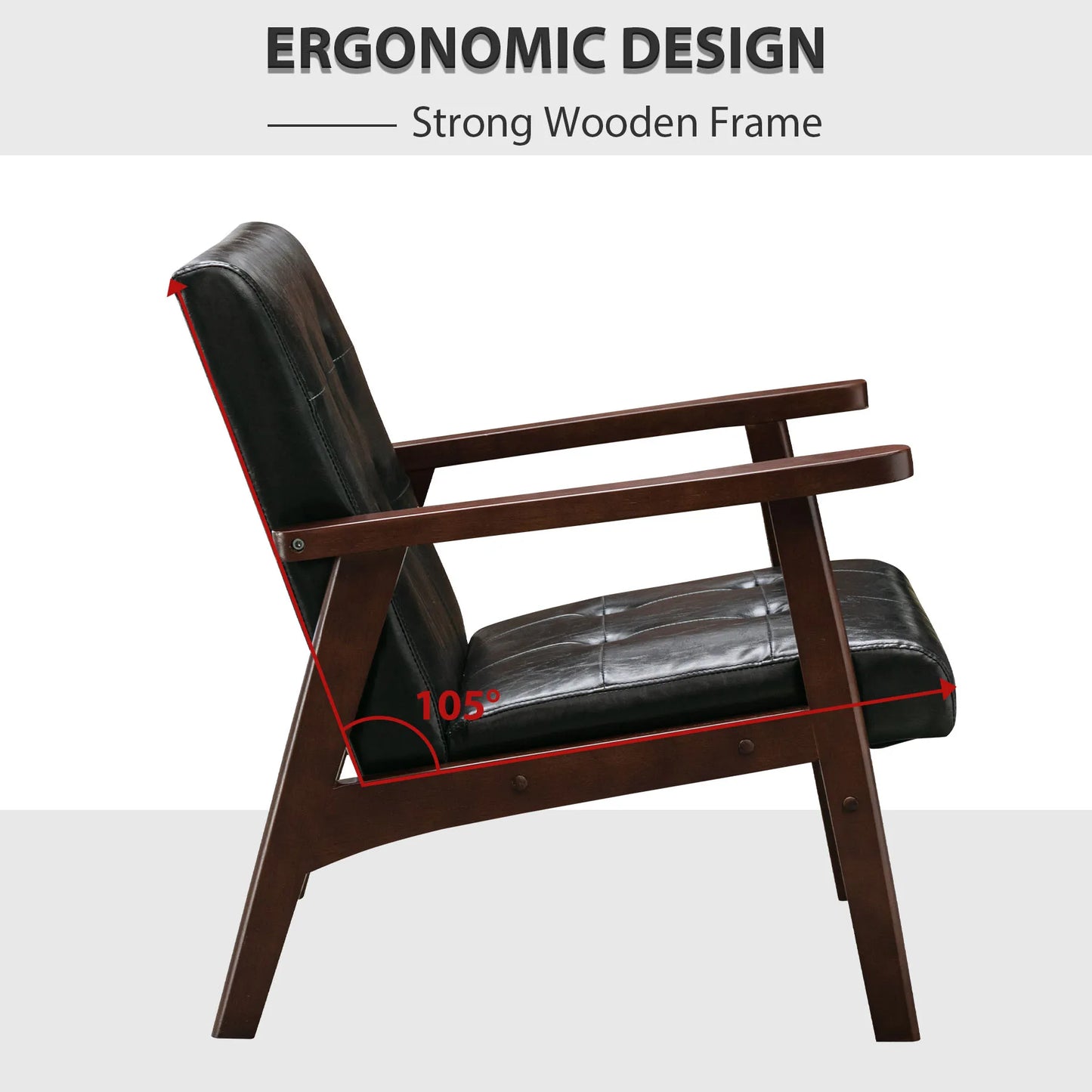 EBELLO PU Leather Reading Armchair Corner Chairs Accent Chair for Living Room Bedroom