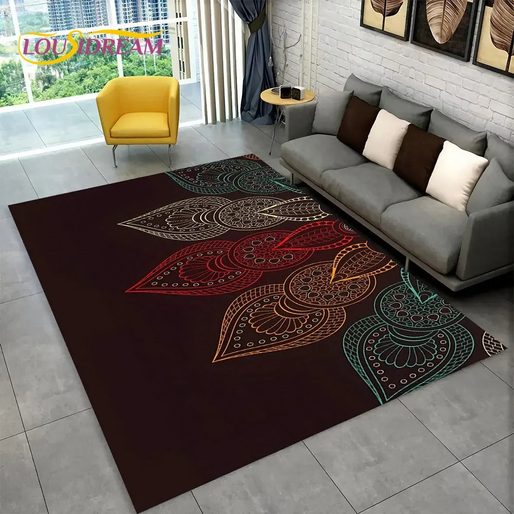 Bohemian Mandala Geometric Area Rug,Carpet Rug for Home, Living Room,Bedroom,Sofa,Doormat,Kitchen ,Kids Room-Non-slip Floor Mats