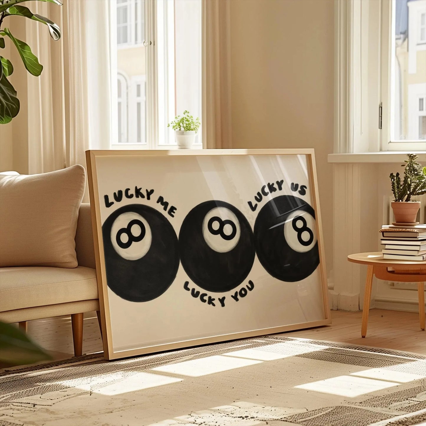Striking No.8 Ball Lucky Me Lucky You Canvas Print, Cool Wall Art Poster -for Living Room Bedroom Bar Home Decor