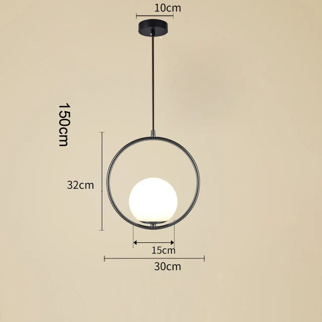 Nordic Glass Ball Pendant Lights Brass Black Hanging Lamp Modern Living Room Dining Bedroom Decor Ceiling Lighting Fixture House