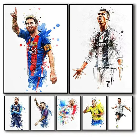Sports Wall ,Soccer Stars Art Canvas Print Poster for Dorm Room Home Decor