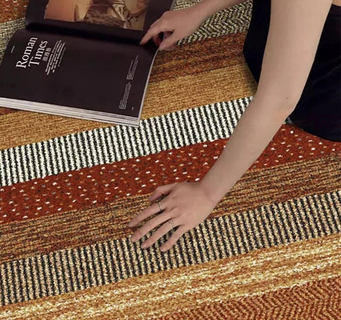 Retro Striped Carpet - Modern Luxury Living Room Rug