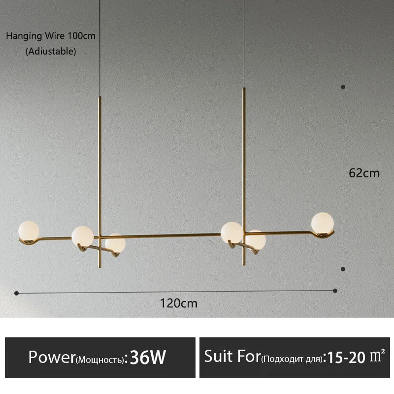 Chandelier: Modern Branching Globe Light in Black - 6 Lights