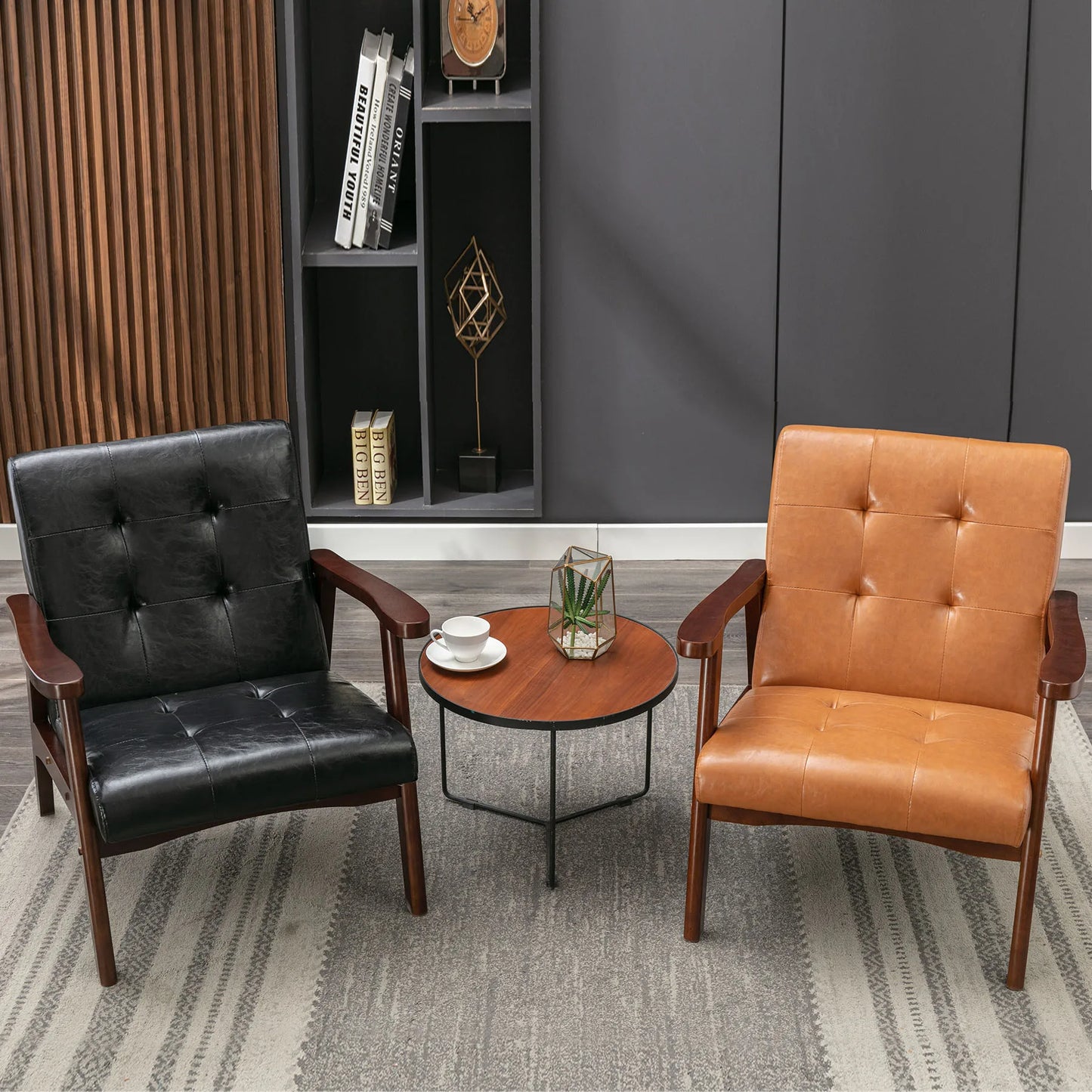 EBELLO PU Leather Reading Armchair Corner Chairs Accent Chair for Living Room Bedroom