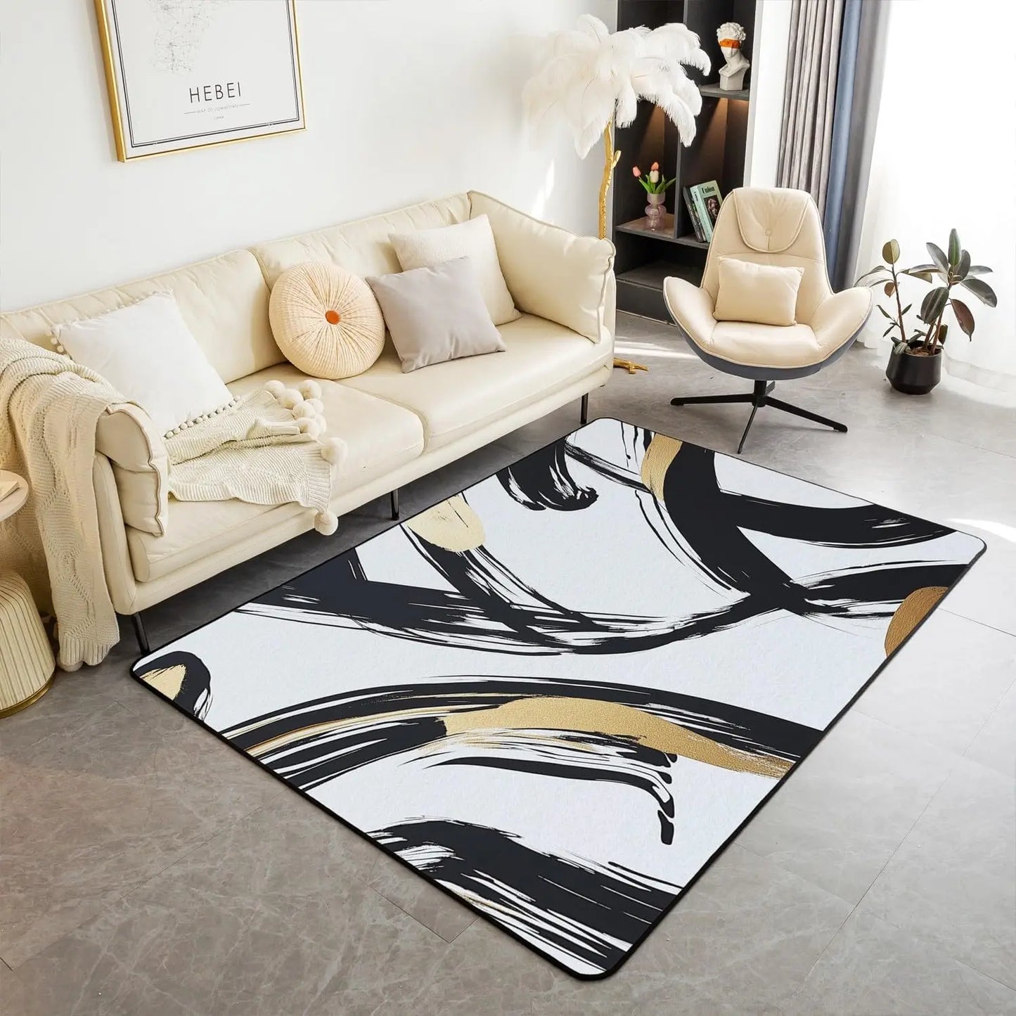 Modern Abstract Brushstroke Rug - Contemporary Art Carpet