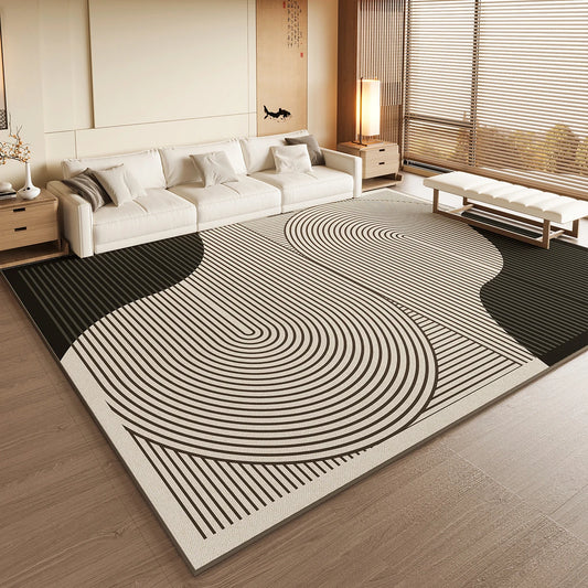 VIKAMA Area Rug BBlack Large Living Room Carpet Low Pile Floor Mats Waterproof Non-Shedding Rugs with Non-Slip Backing for Home