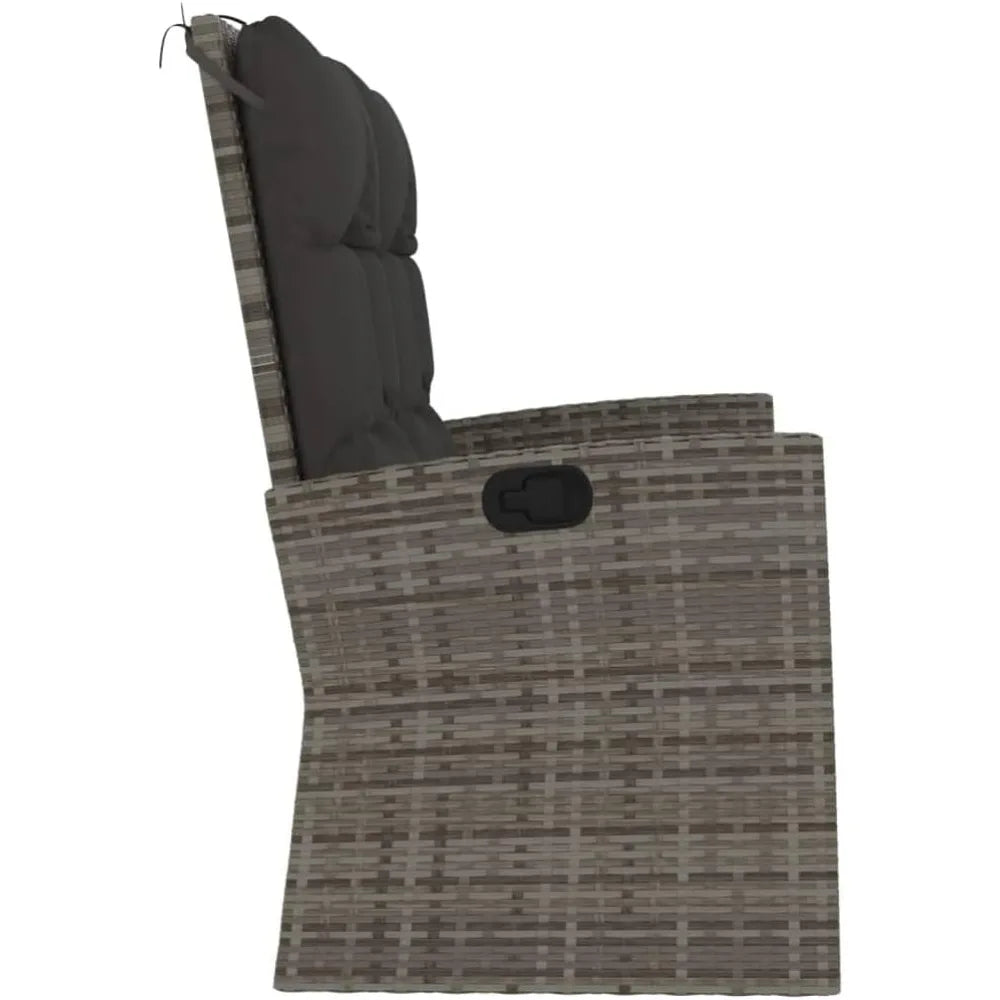 Reclining Patio Bench with Cushions Black 46.5" Poly Rattan Outdoor Benches Garden Benches Adjustable Reclining angleBench with