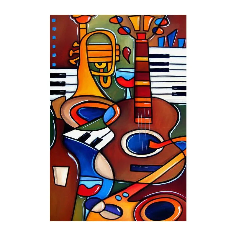 Abstract Music Guitar Canvas Painting  Wall Art Posters  Prints Cuadros Decor for Living Room No Frame  Artistic Home Decor