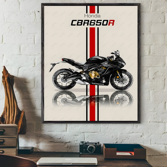 Bold H-HonDAS Motorcycle Poster Canvas Wall Art - Waterproof Print