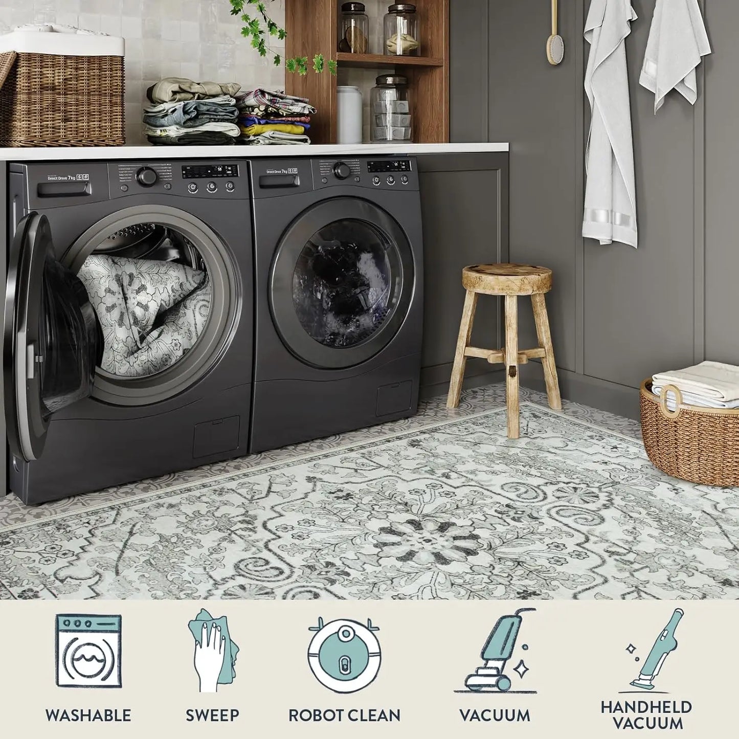 Vintage Persian Rug - Distressed Medallion Collection