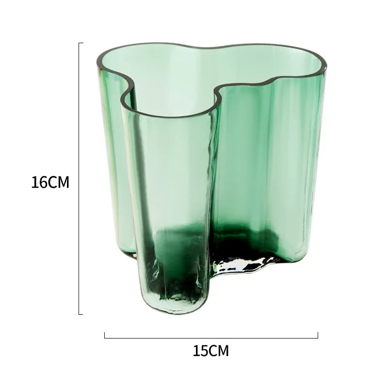 Green Glass Vase | Transparent Flower Vase | Floral Arrangement