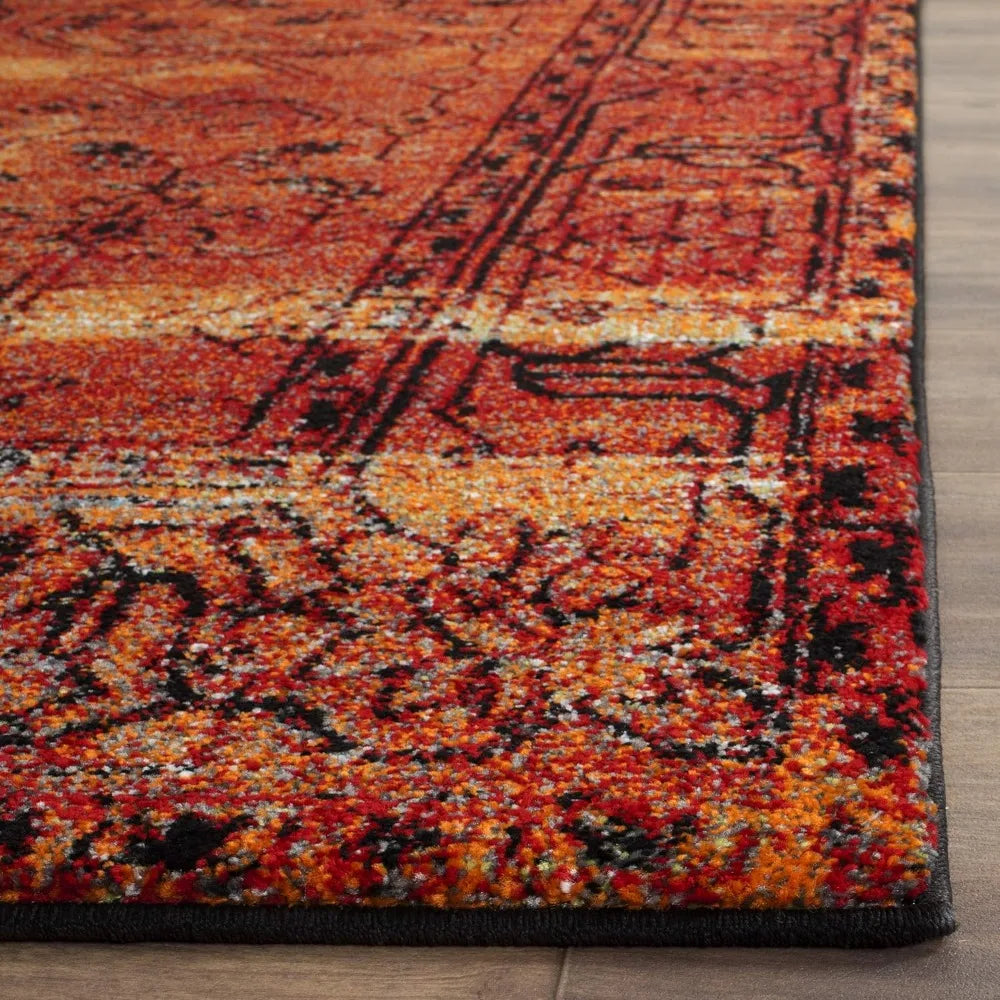 Vintage Persian Area Rug - Orange Oriental Design, 8' x 10'